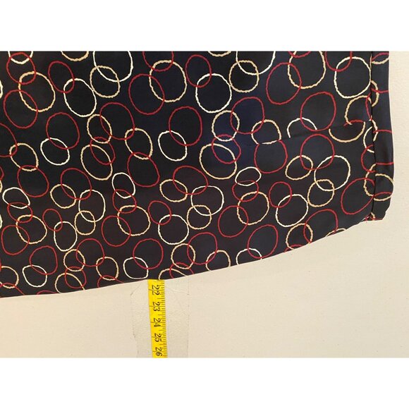 Talbots Black Circle Print Silk Skirt Ruffle Hem Fully Lined Size 14 - Picture 7 of 9